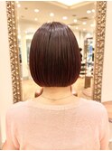 ボブ/ミニボブ/銀座/ピンクブラウン/ストレートヘア/縮毛矯正