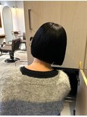 ブルーブラック就活カラー黒染めダークグレー暗髪ボブミニボブ