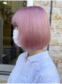 ハイトーンボブミルクティーベージュピンクベージュダブルカラー