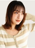 ミディアムヘア/斜めバング/グレージュカラー/銀座