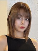 ミディアムボブ切りっぱなしボブレイヤーボブ大人ボブラインボブ