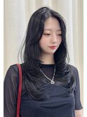 【小顔・顔まわり】黒髪大人レイヤー/ハッシュカット