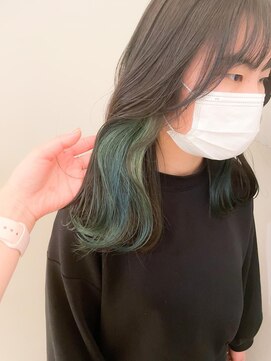 ネオリーブアイム 横浜西口店(Neolive aim) エメラルドグリーン インナーカラー【横浜】