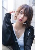 大人かわいい前髪セシルカットココアブラウンフリンジウェーブす
