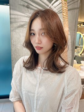 ロンドメリア 天神大名店(Lond Melia) ★くびレイヤーエモージュインナーグレージュ前髪ピンクベージュ