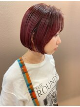 ピノ シーループ ユナイテッド横浜(PiNo C-LOOP UNITED) wine red color/ 韓国風パツっとボブスタイル