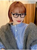 熊本 切りっぱなしボブ オレンジブラウン Arisa.