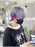 不破湊ホワイトシルバーインナーカラーパープルピンク