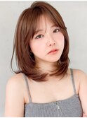 艶感愛され大人可愛い斜めバング外ハネボブ夏レイヤーカット