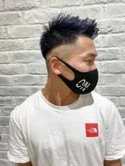 MEN'S HAIR スキンモヒカン×ネイビーブルー