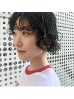 カフ(CAF)&nbsp;CAF FUKO 黒髪ボブ/くるくるパーマ/大阪/心斎橋