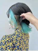 ウルフカット/インナーカラー/イヤリングカラー/オージュア/水色
