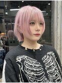 ダブルカラーナチュラルボブ前髪あり長めボブミディアムレイヤー