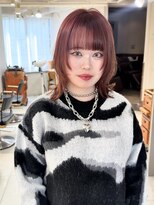 テトラ バイ ネオリーブ 横浜西口店(tetra by neolive)&nbsp;ウルフカット　ダブルカラー　レッド　デザイン　横浜