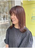 ピンクブラウン×外ハネボブ