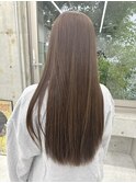 韓国顔まわりレイヤーカットグレージュオリーブベージュブラウン