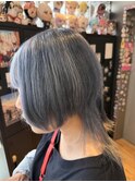 ブルーシルバー ウルフヘア アンブレラカラー インナーカラー