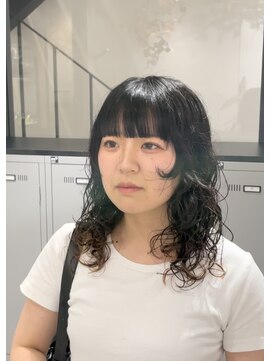 シアン 大須店(CYAN.) ミディアム×ウェーブパーマ×顔まわりレイヤー