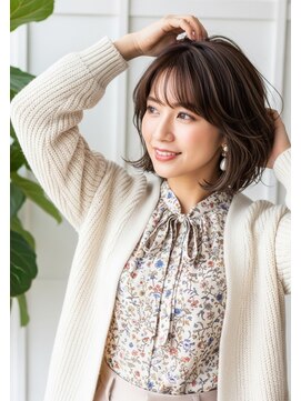  ココアブラウン/レイヤーショート/バタフライカット