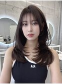ザクザクレイヤー/グレージュ/顔周りカット 上野
