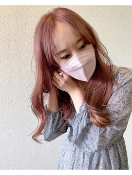 マーシアバイアルティナ 蒲田店(Marcia by artina) レイヤーロング_ベージュピンク_チェリーブラウン_ウェーブ巻き2