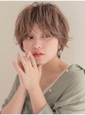 【銀座◇成田】カーリーヘア丸みショートオリーブベージュボブ