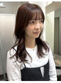 ピンクブラウン ミディアムヘア