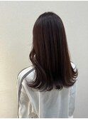 ミディアムボブ　ピンクブラウン