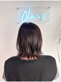 透明感×暗髪アッシュの切りっぱなし風ボブ