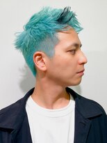 ルネラトーキョー(RUNERA TOKYO)&nbsp;メンズショートカットハイトーンブルーデザインカラーブリーチ