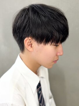 エルマーク 梅田(L-MARK) 黒髪マッシュナチュラルマッシュメンズヘア韓国ツーブロック