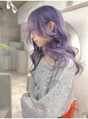 パープルカラー/ロングヘア/ケアブリーチ/ブリーチカラー