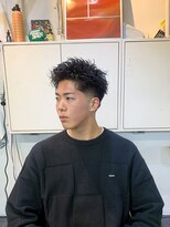 メリケンバーバーショップ フクオカ(MERICAN BARBERSHOP FUK)&nbsp;べリーショートダークアッシュニュアンスパーマ韓国マッシュ