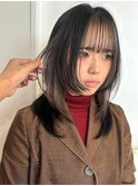 フェイスフレーミング　ミディアムボブ　ウルフレイヤー　小顔
