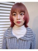 ピンクベージュとレッドのハイトーングラデーション