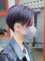 トリコ ショップアンドヘアサロン(tricot shop hair salon)&nbsp;ブリーチパープルカラーでクールハンサムショート　フクザワ