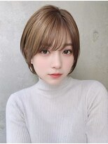 ロット 横浜(lot)&nbsp;小顔耳かけ丸みショート×くすみベージュ[横浜駅]