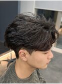 フェザーパーマ　センターパート