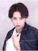 波巻き センターパート ツーブロック