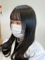10,20代☆姫カット/フェイスレイヤー/ワイドバング/暗髪カラー