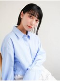ミディアムヘア/斜めバング/グレージュカラー/新宿駅
