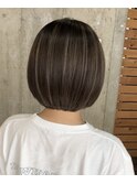 ハイライトカラー髪質改善ケアブリーチ白髪ぼかしボブカット