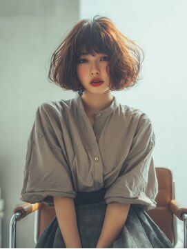 AccessMoon 米沢本店 着物ヘア/大人ガーリー/ダークアッシュ/似合わせカット/水戸