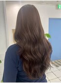 レイヤーカットミルクティーベージュブリーチなしダブルカラー