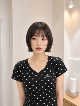 フォト 新宿三丁目(foto) 地毛風縮毛矯正韓国風顔まわりレイヤー小顔ボブ切りっぱなしボブ