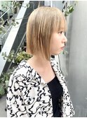 NUDE10代 20代 30代 40代 小顔補正立体カット 金髪ボブ