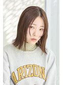 韓国切りっぱなしミディアムストレートヘア小顔似合わせ