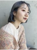 春っぽ柔らかボブ_斜めバンググレージュカラーシルキー_79122