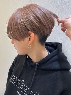 ロンドブルーム 天神大名店(Lond Bloom) ピンクベージュ丸みショートボブマッシュショートくびれショート