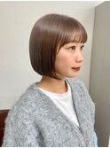 あごラインぷつっとボブ ベージュカラー